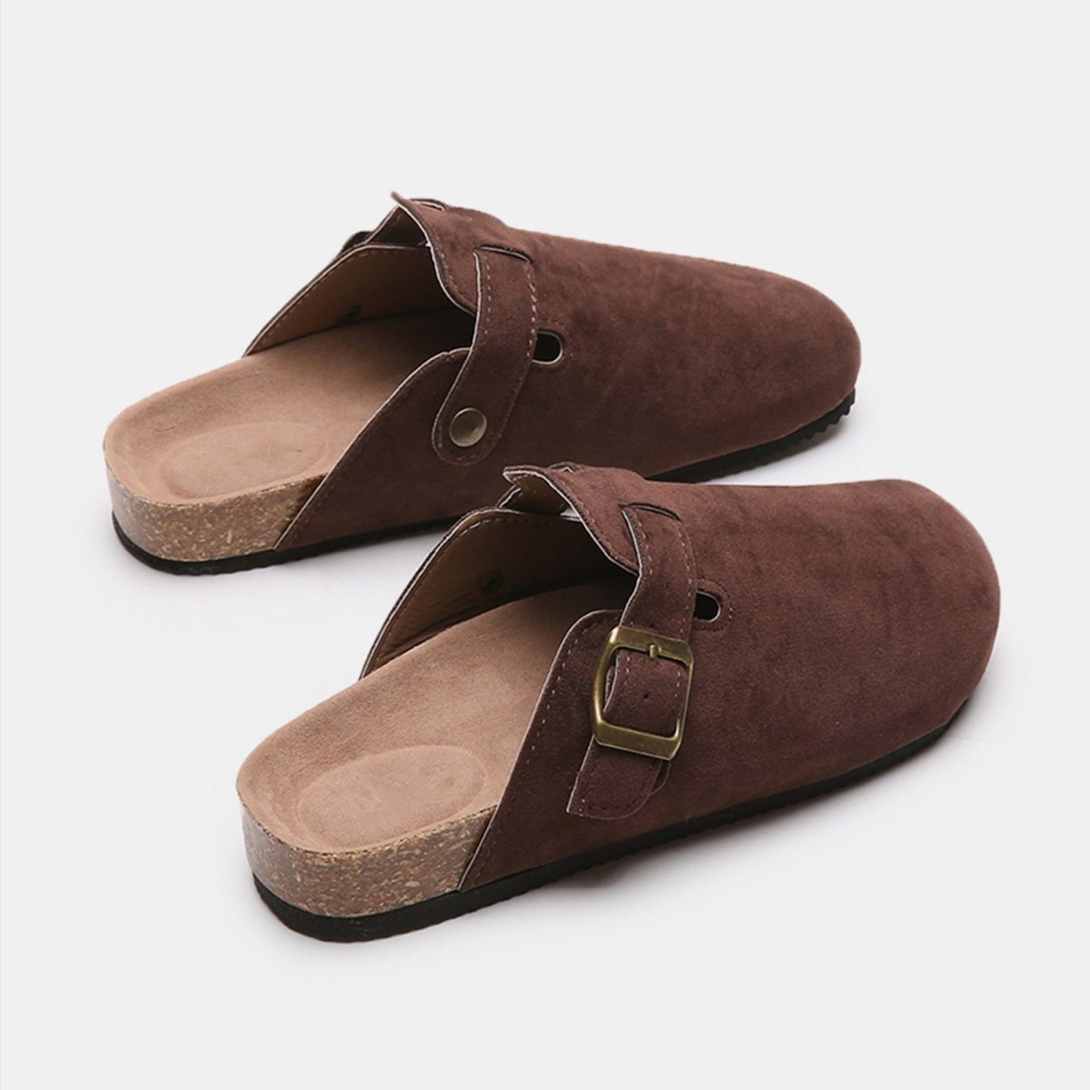 Suede Closed Toe Buckle Slide | Slides | 8