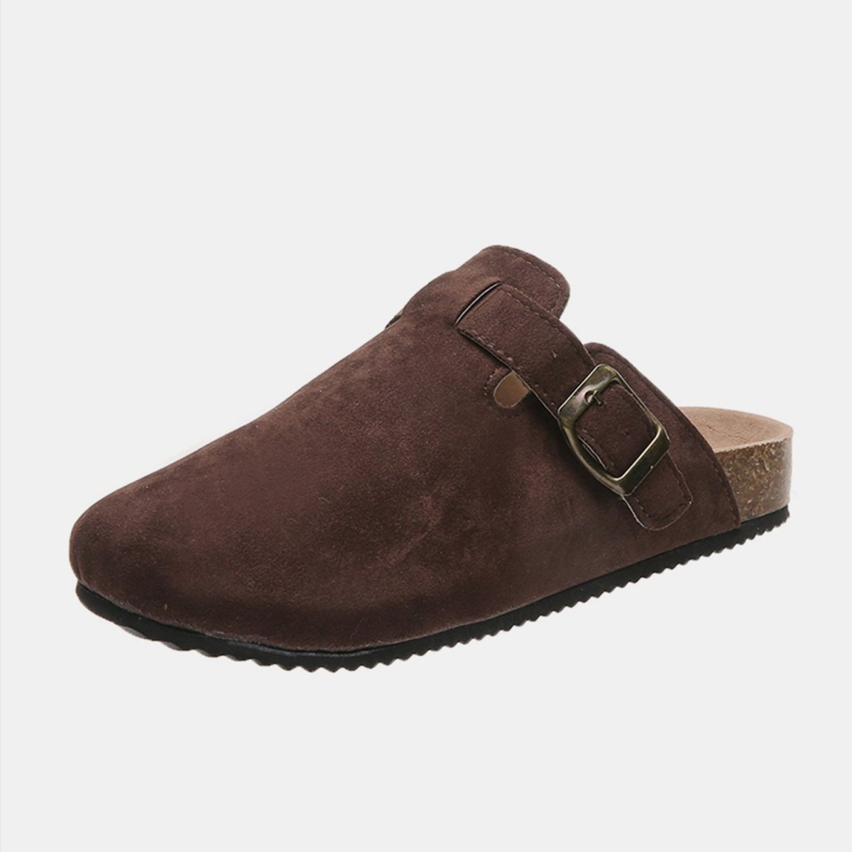 Suede Closed Toe Buckle Slide | Slides | 6