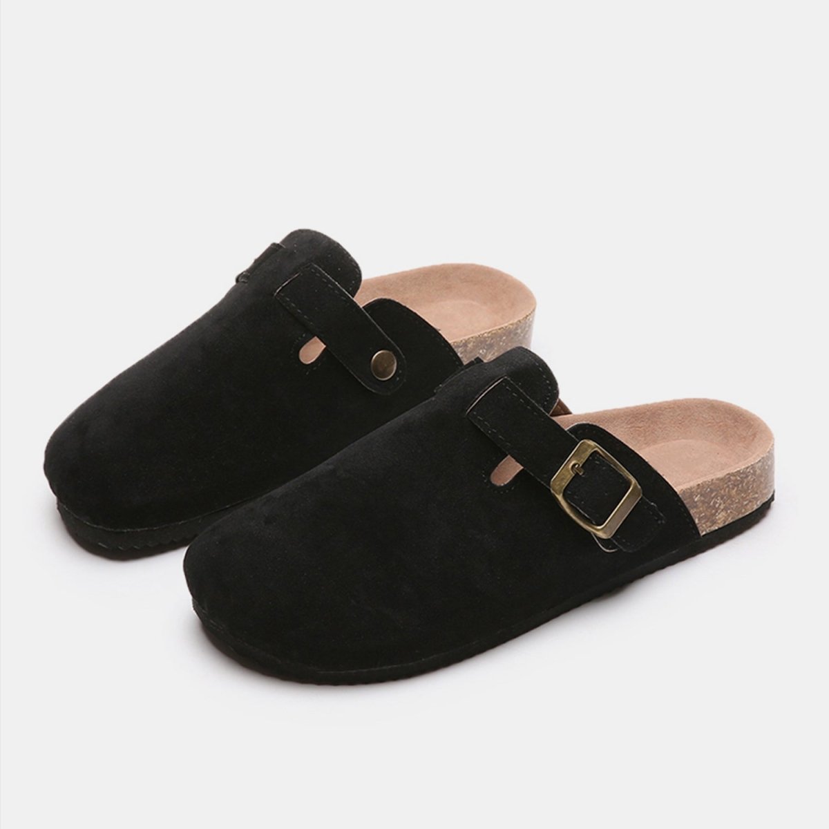 Suede Closed Toe Buckle Slide | Slides | 3