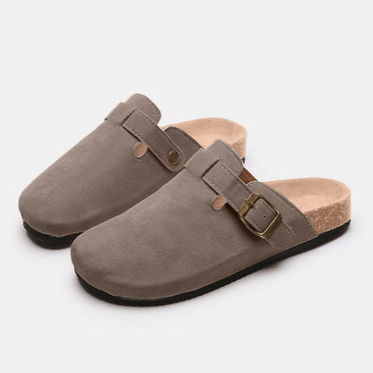 Suede Closed Toe Buckle Slide | Slides | 23