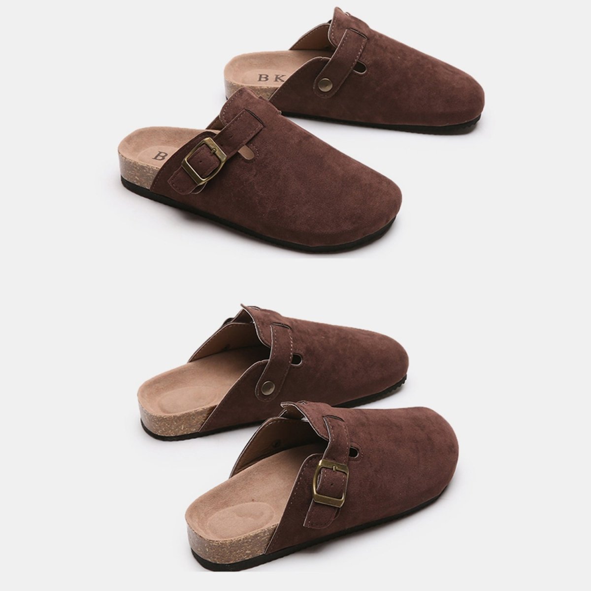 Suede Closed Toe Buckle Slide | Slides | 9