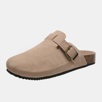 Suede Closed Toe Buckle Slide | Slides | 14