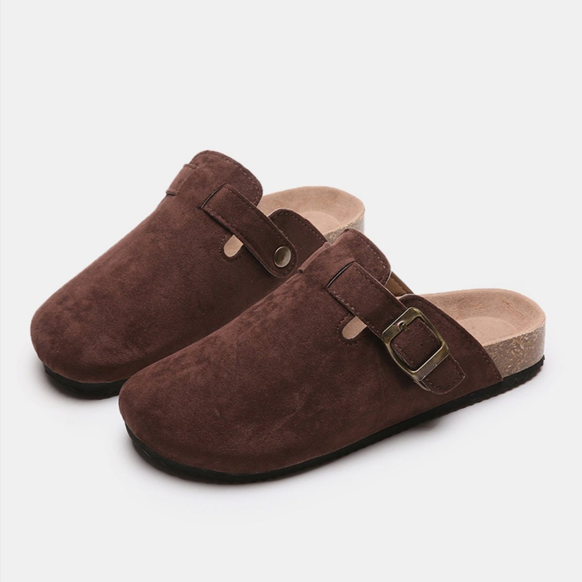 Suede Closed Toe Buckle Slide | Slides | 7