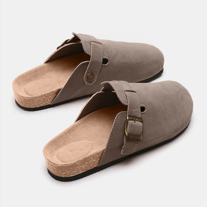 Suede Closed Toe Buckle Slide | Slides | 24