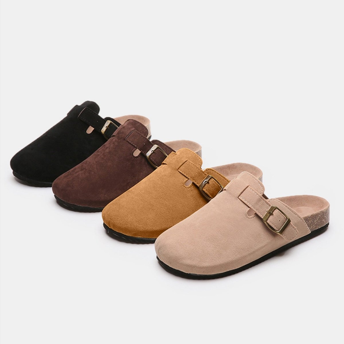 Suede Closed Toe Buckle Slide | Slides | 1