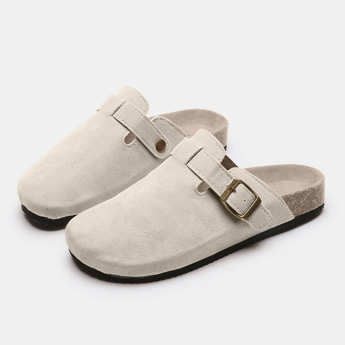 Suede Closed Toe Buckle Slide | Slides | 19