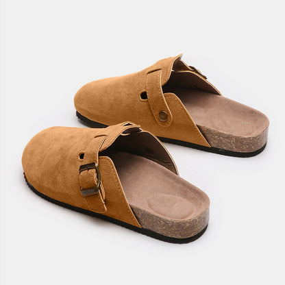 Suede Closed Toe Buckle Slide | Slides | 12