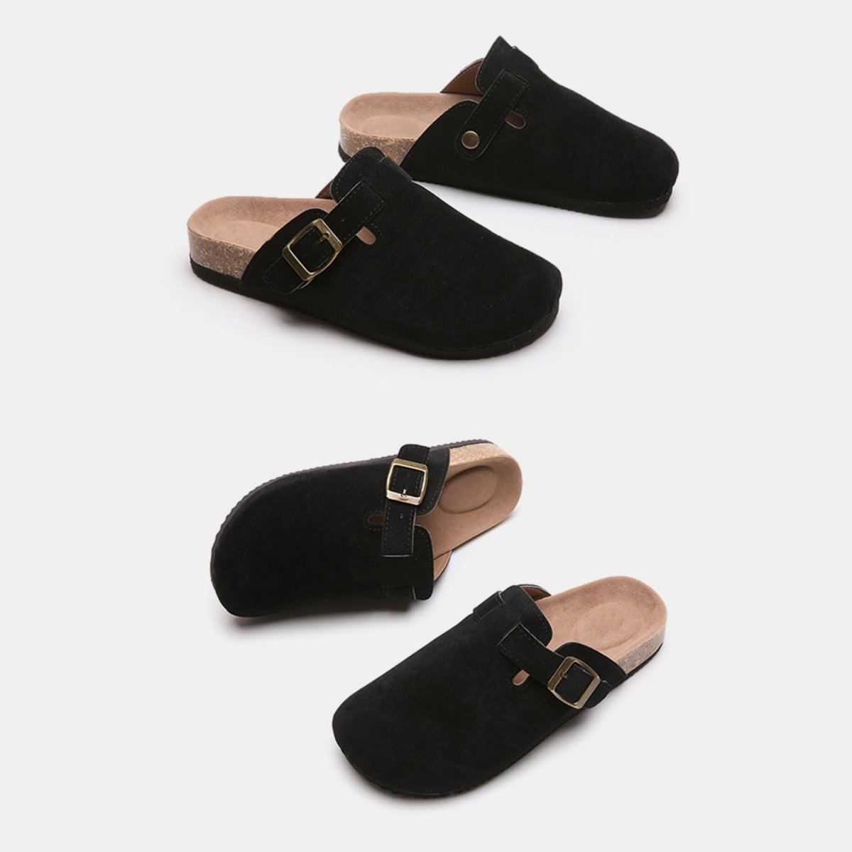 Suede Closed Toe Buckle Slide | Slides | 5