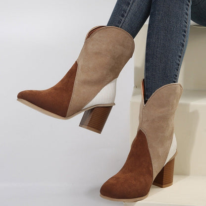 Suede Square Toe Block Heel Boots | Boots | 2