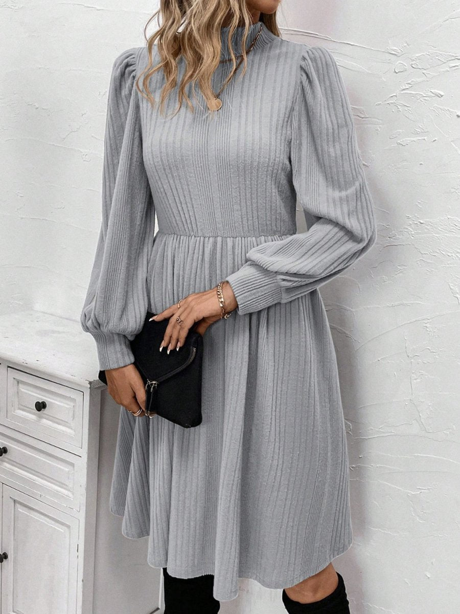 Textured Turtleneck Long Sleeve Dress | Midi Dresses | 6