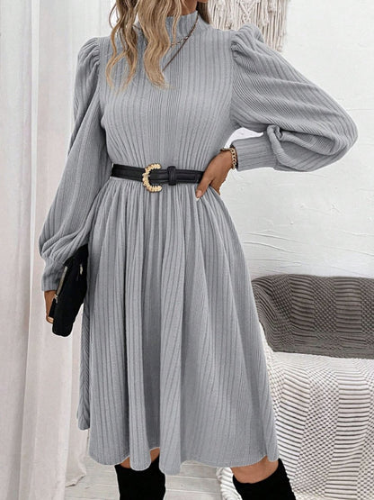 Textured Turtleneck Long Sleeve Dress | Midi Dresses | 5