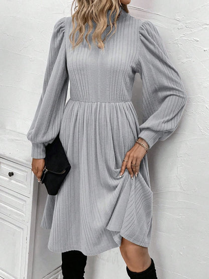 Textured Turtleneck Long Sleeve Dress | Midi Dresses | 1