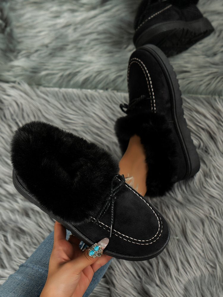 Thermal Fuzzy Tied Round Toe Boots | Boots | 6