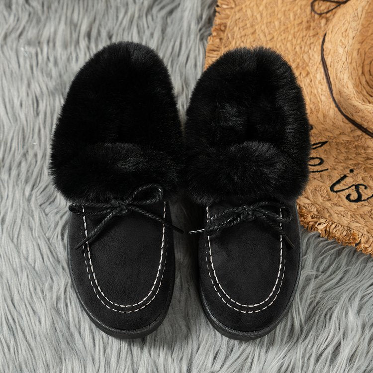 Thermal Fuzzy Tied Round Toe Boots | Boots | 9