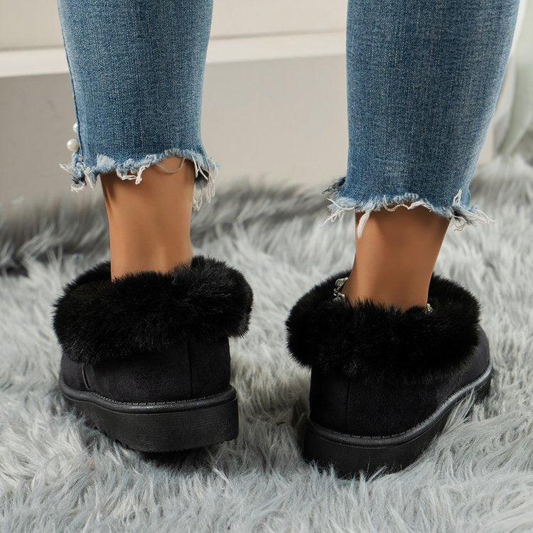 Thermal Fuzzy Tied Round Toe Boots | Boots | 8