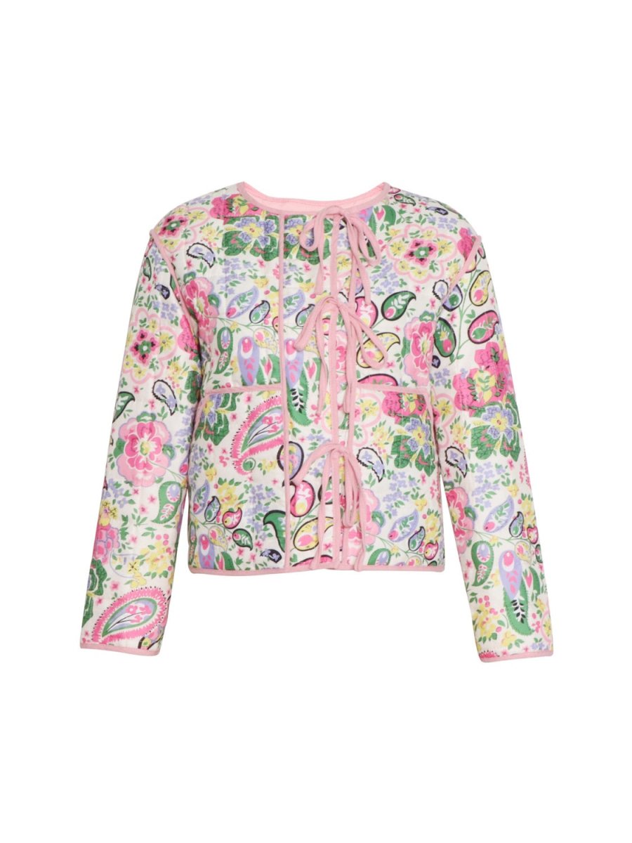 Tied Printed Long Sleeve Jacket | Jackets | 8