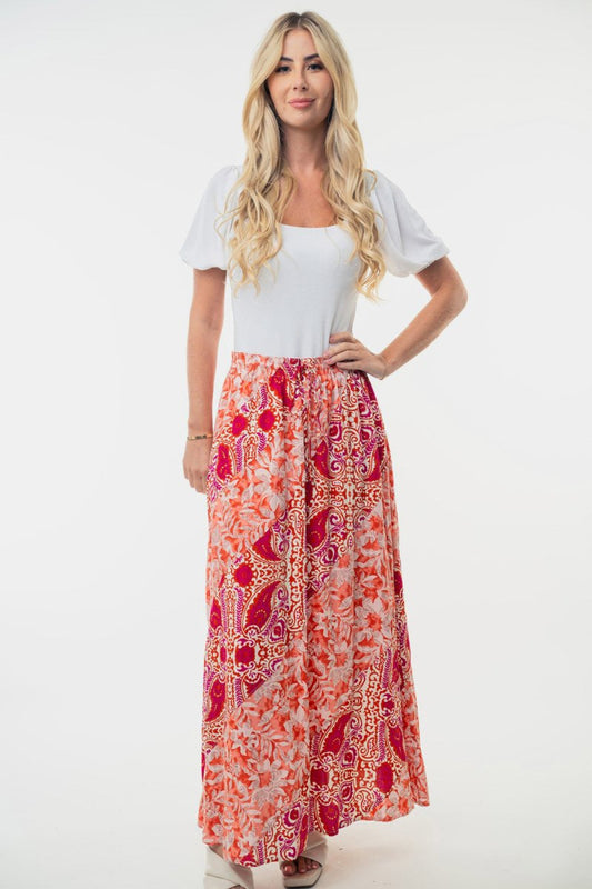 White Birch Full Size High Waisted Floral Woven Skirt | Maxi Skirts | 1