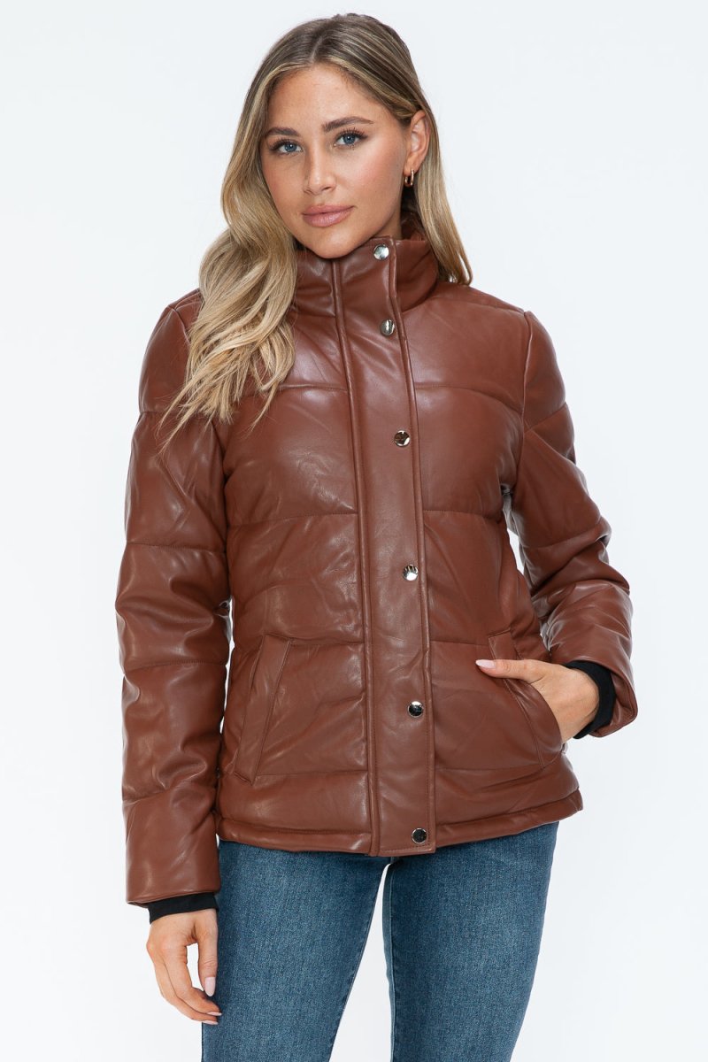 YMI Pocketed Zip Up Turtleneck Puffer Jacket | Coats | 5