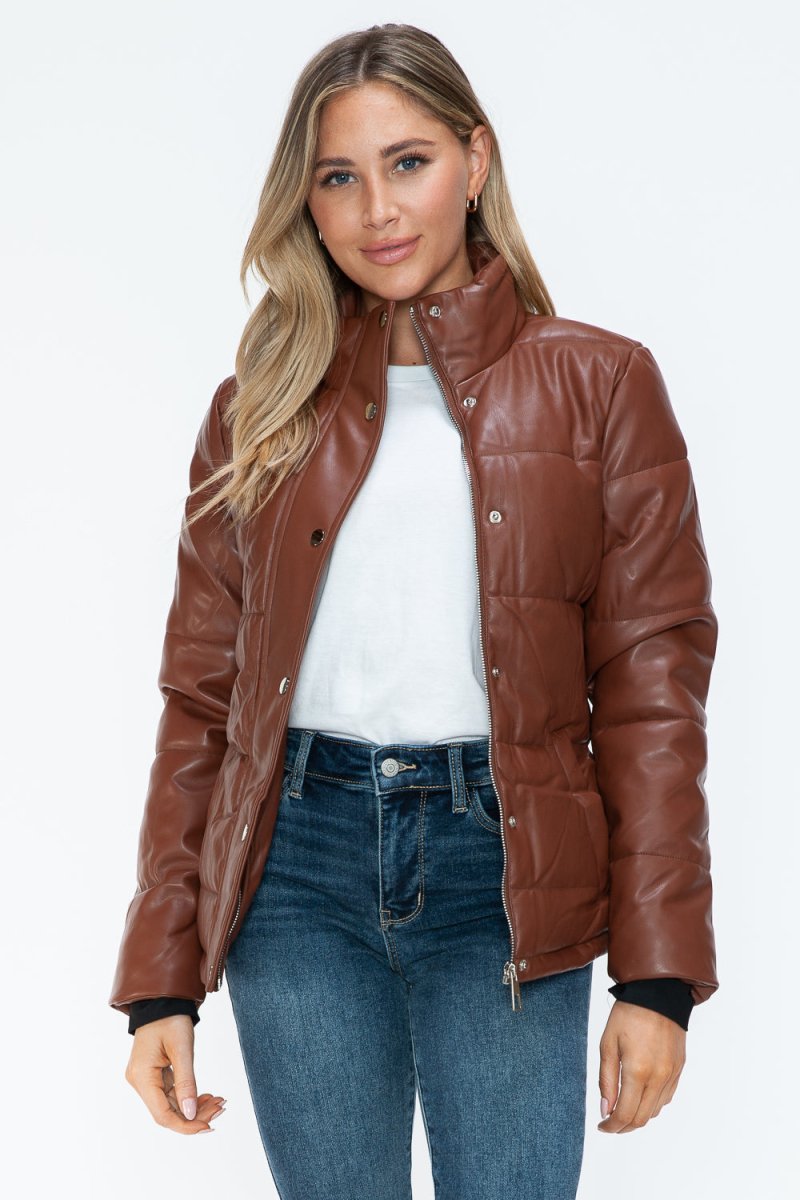 YMI Pocketed Zip Up Turtleneck Puffer Jacket | Coats | 10