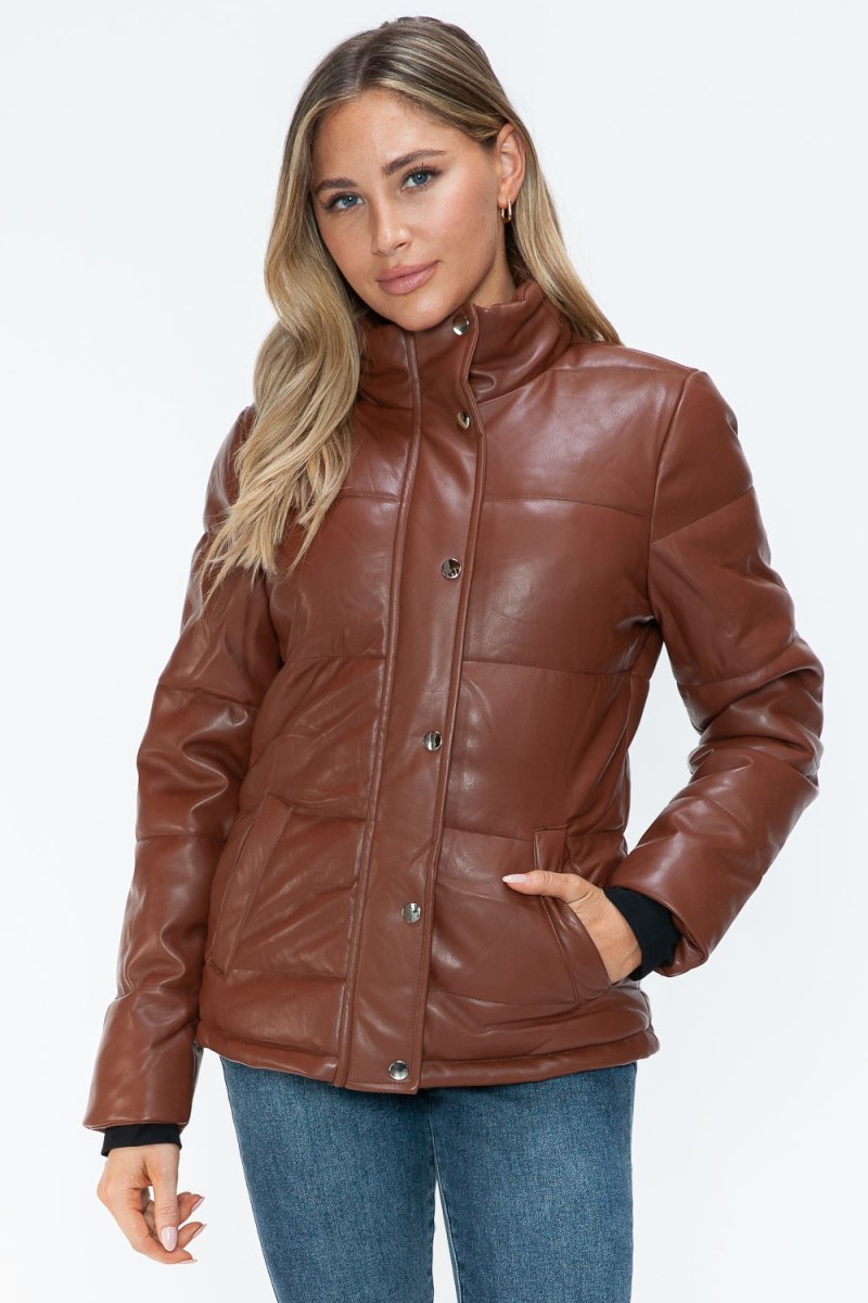 YMI Pocketed Zip Up Turtleneck Puffer Jacket | Coats | 1