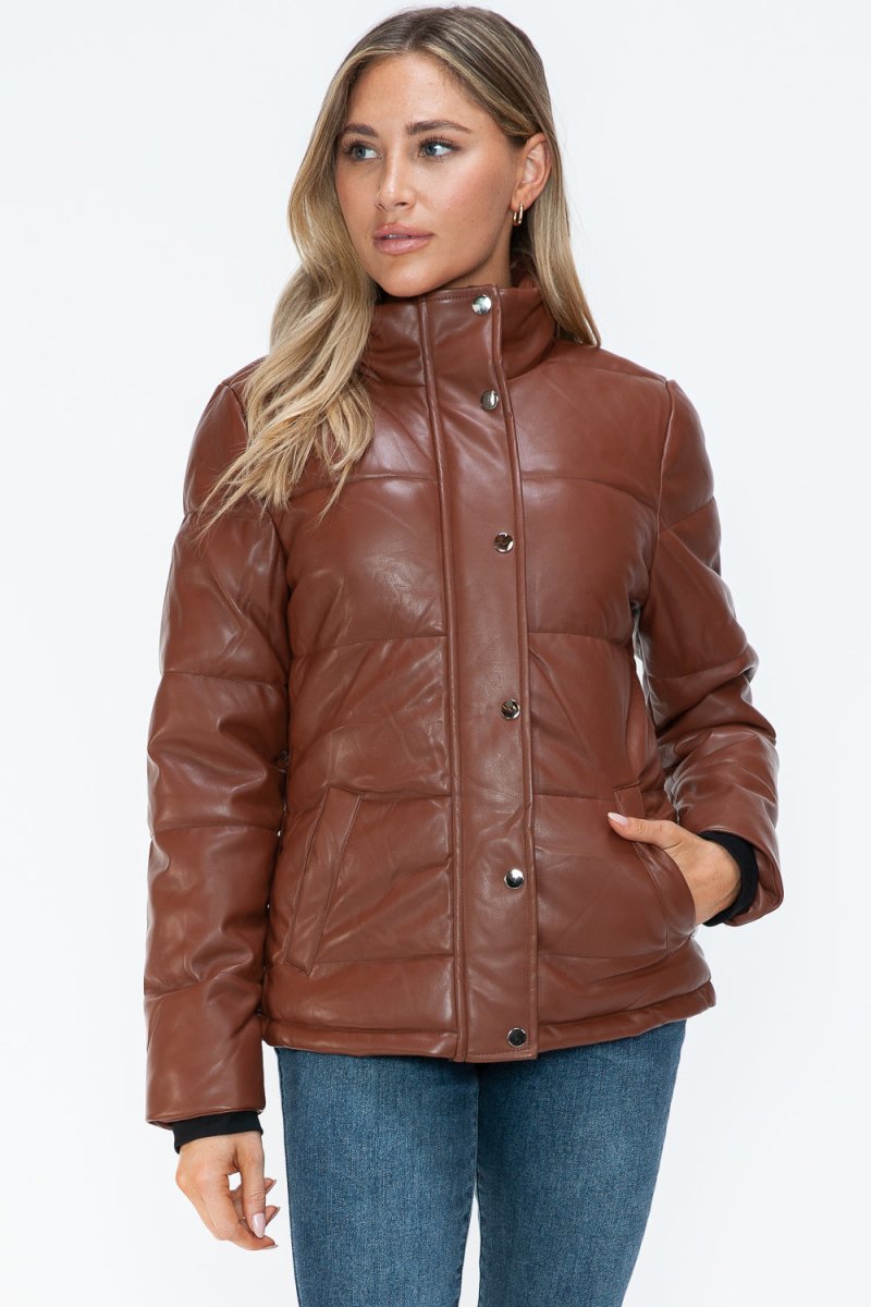 YMI Pocketed Zip Up Turtleneck Puffer Jacket | Coats | 4