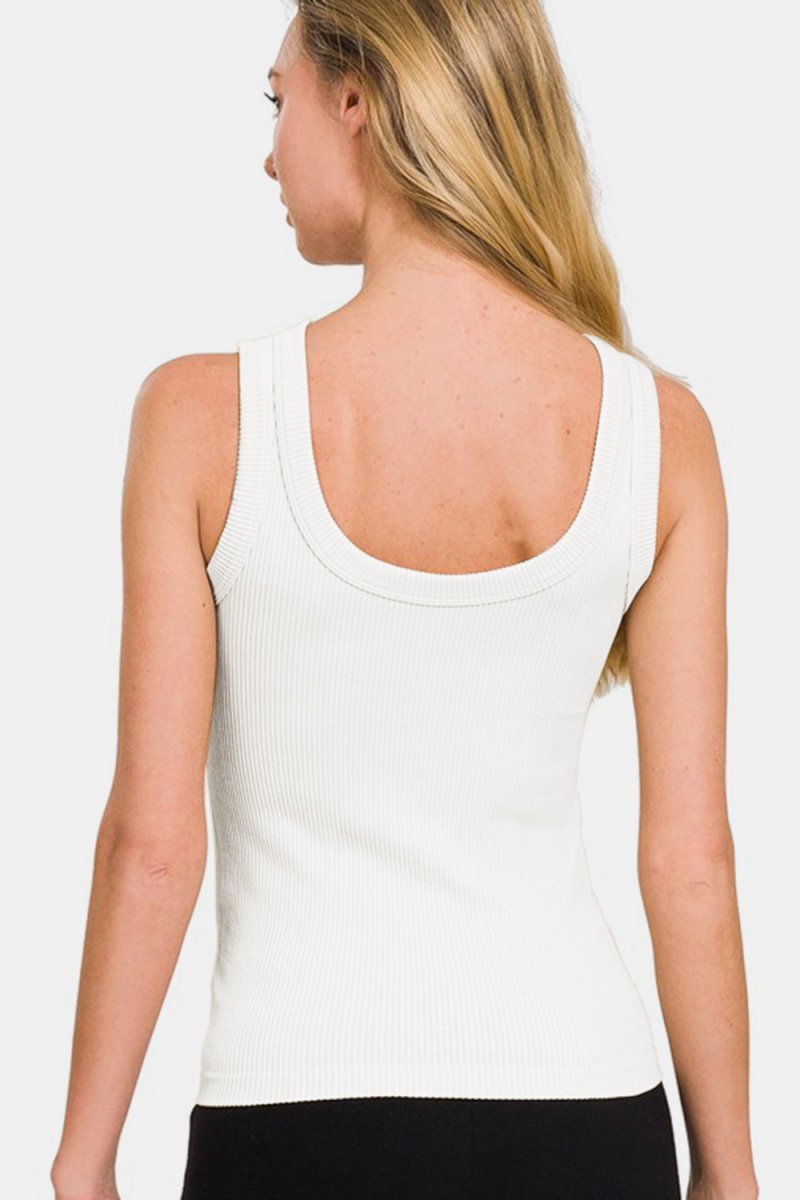 Zenana 2 Way Neckline Washed Ribbed Tank | Tops | 2