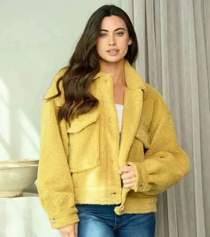 Bailey Faux Fur Jacket In Yellow | 2FruitBearers