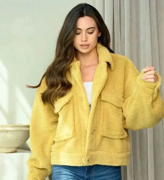 Bailey Faux Fur Jacket In Yellow | 2FruitBearers