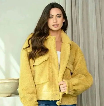 Bailey Faux Fur Jacket In Yellow | 2FruitBearers