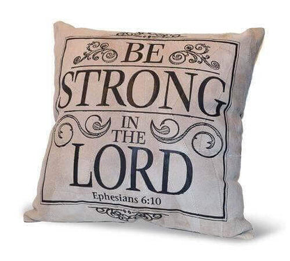 Be Strong in The Lord Recycled Leather Pillow | 2FruitBearers