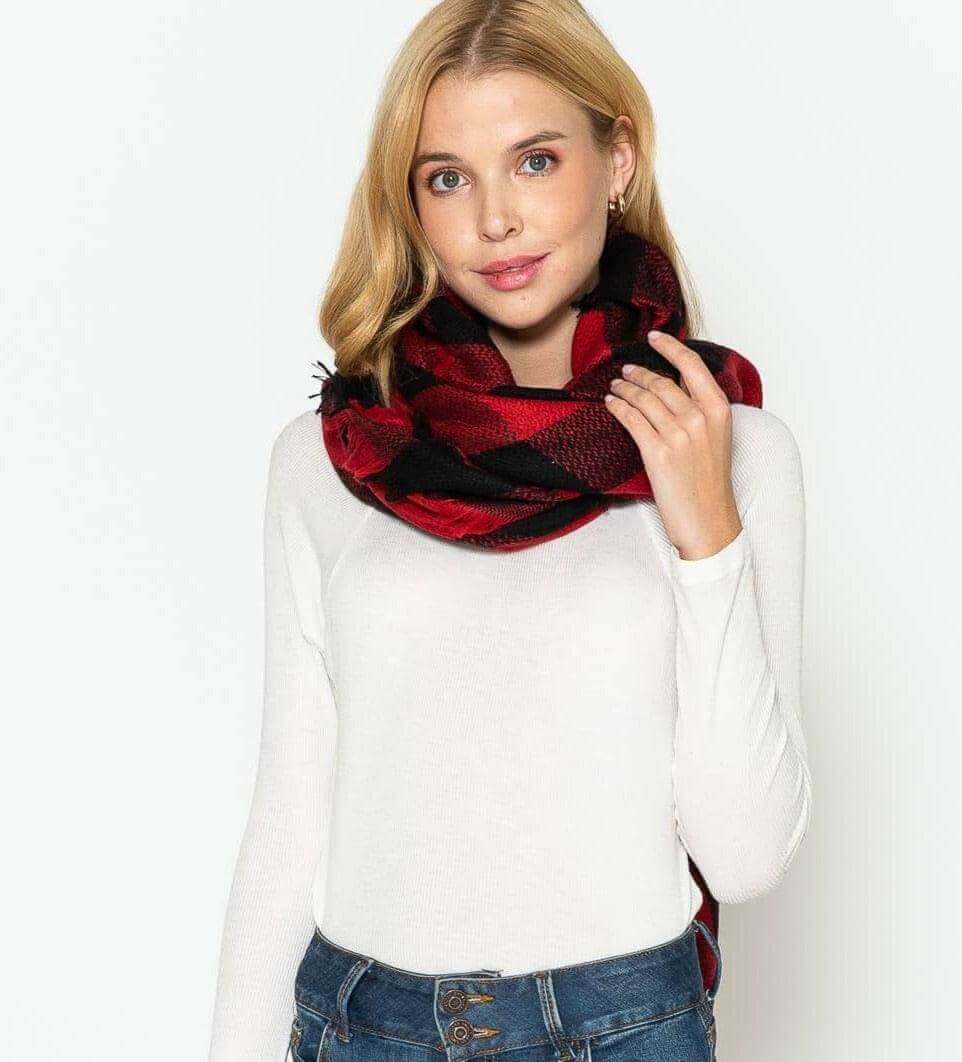 Black/Red Aurora Lux Buffalo Plaid Scarf | 2FruitBearers