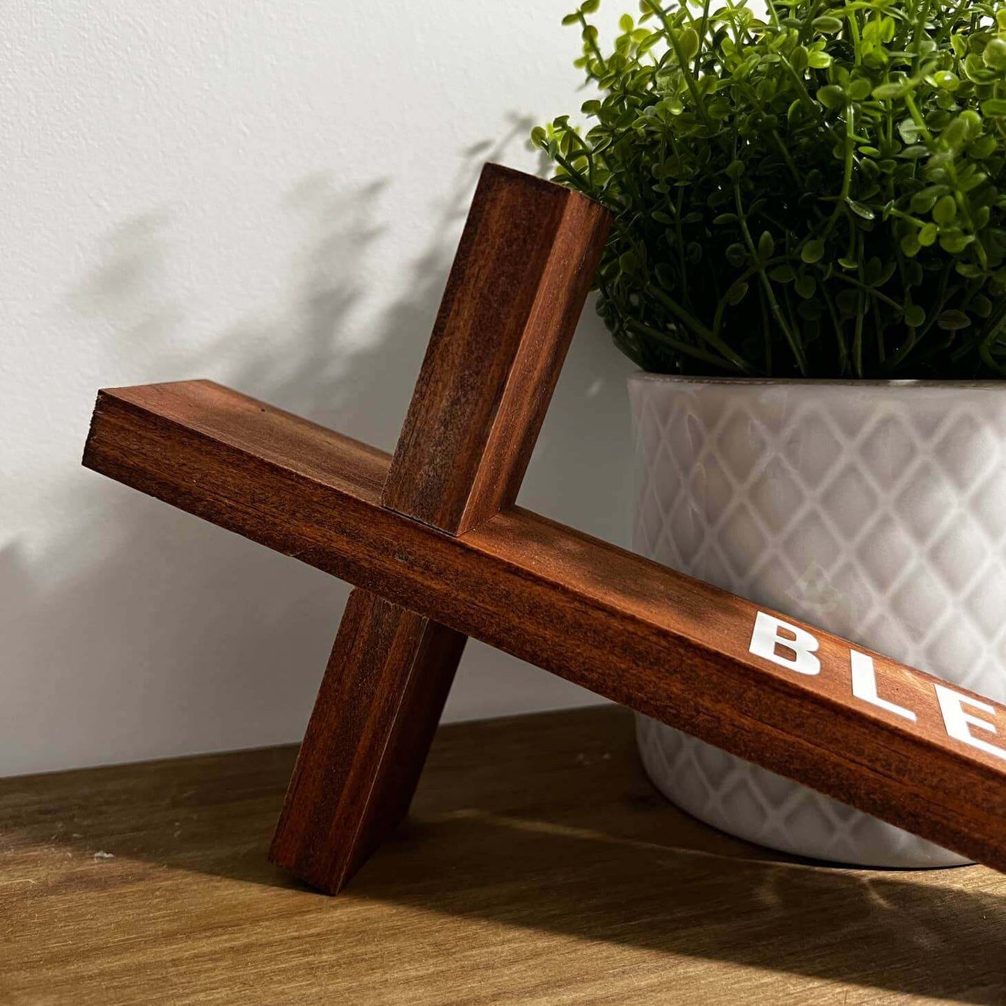 Block Blessed Wood Cross - Brown | 2FruitBearers