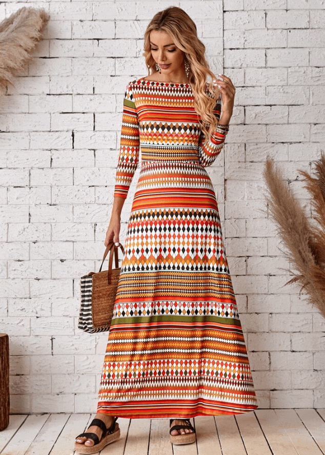 Boho Striped Stretch Maxi Dress | 2FruitBearers