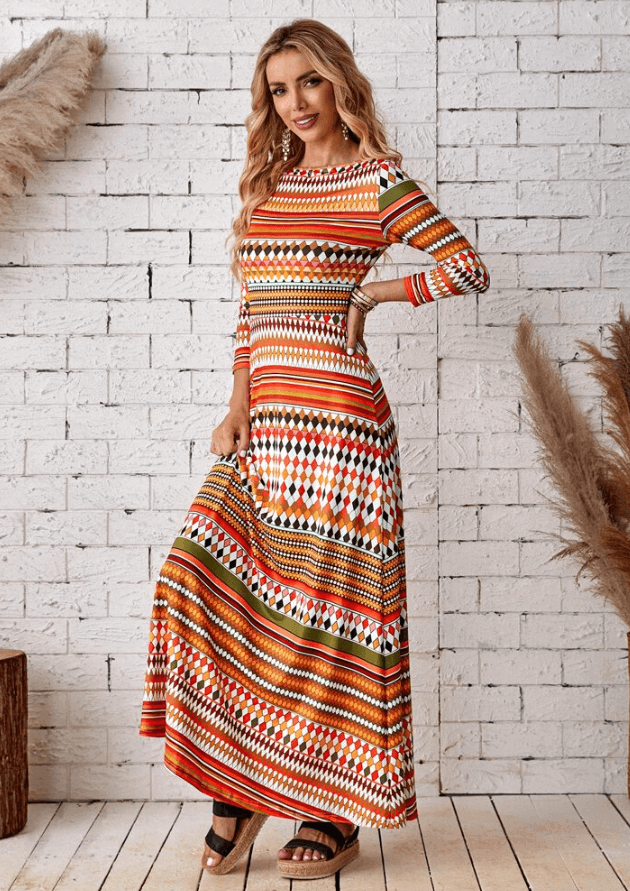 Boho Striped Stretch Maxi Dress | 2FruitBearers