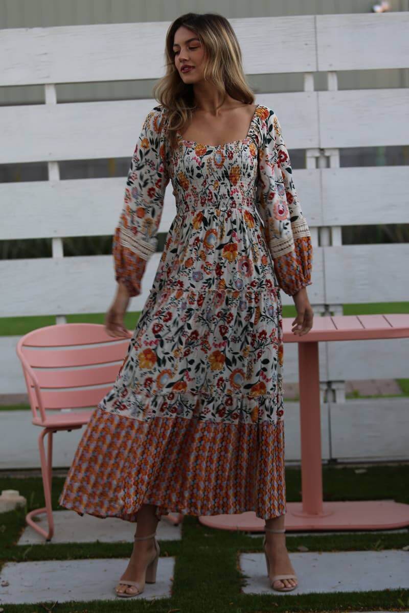 Callie Bohemian Floral Print Maxi Dress | 2FruitBearers