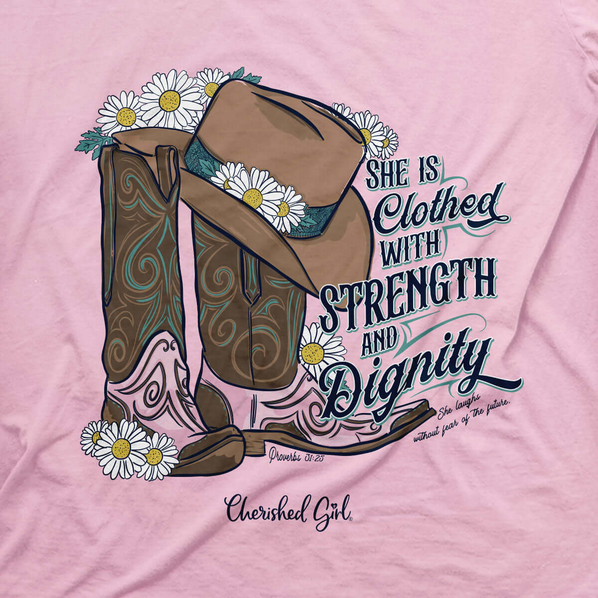 Cherished Girl Womens T-Shirt Strength Boots | 2FruitBearers