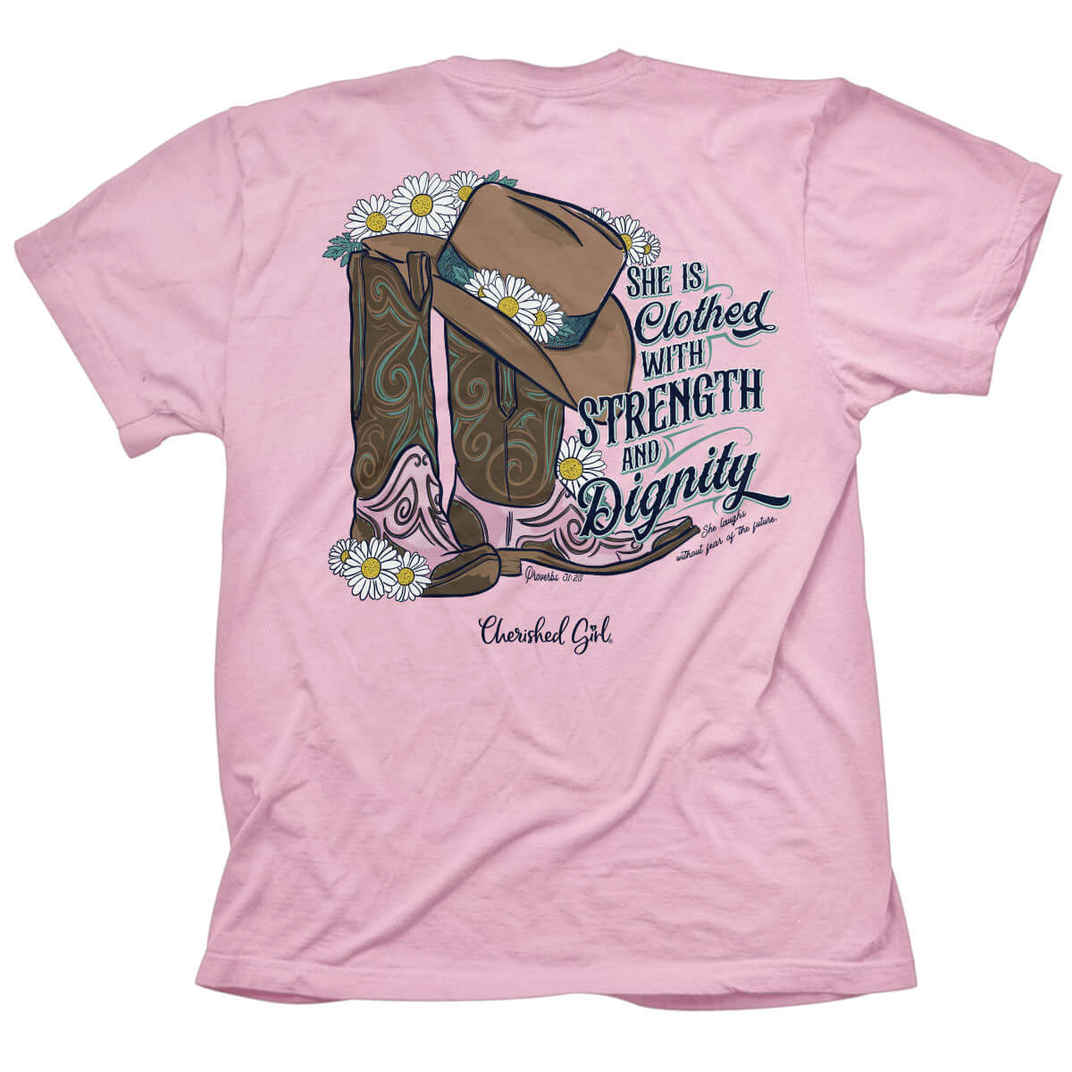 Cherished Girl Womens T-Shirt Strength Boots | 2FruitBearers
