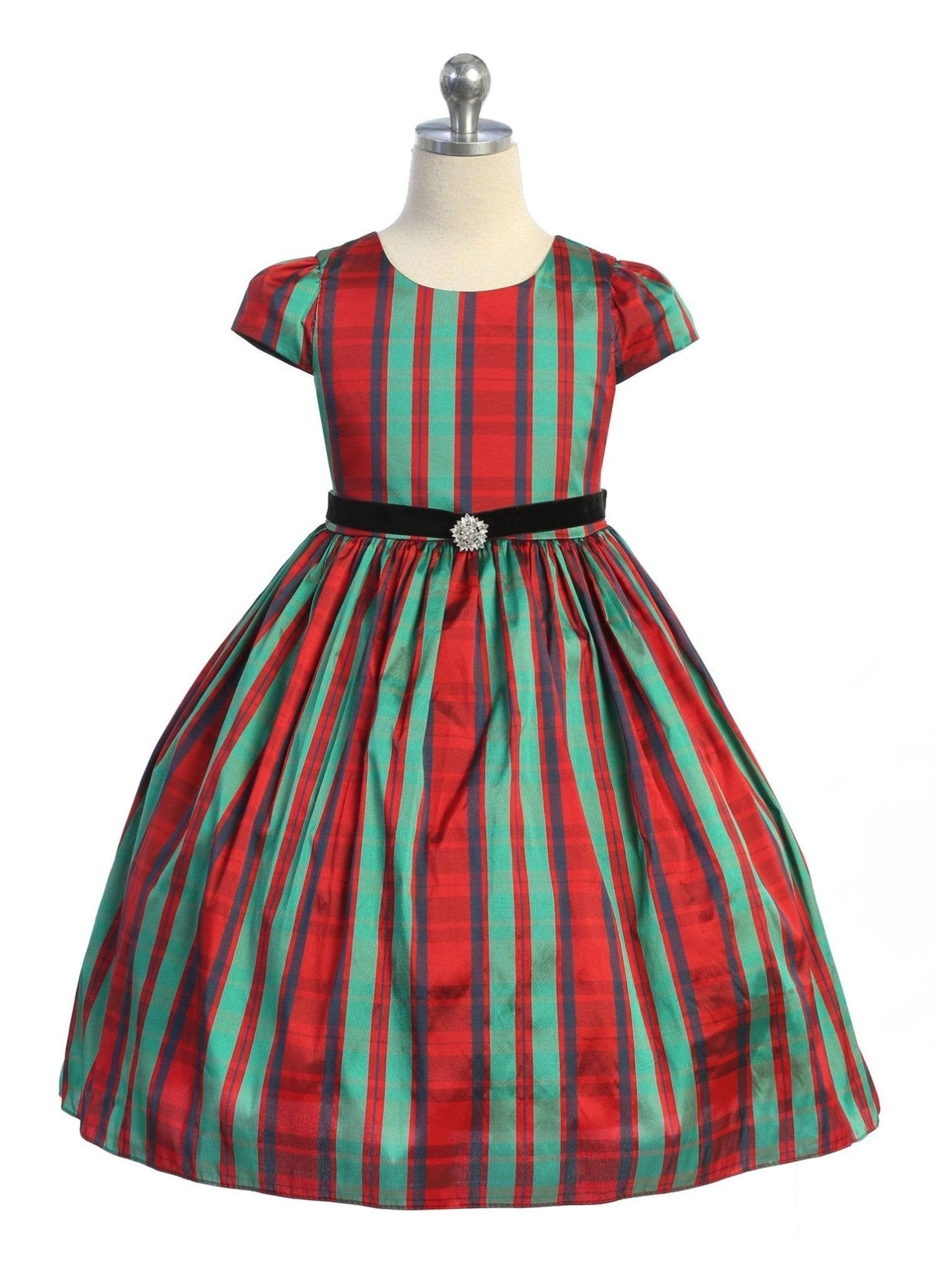 Classic Plaid Sleeve Dress In Green/Red | 2FruitBearers