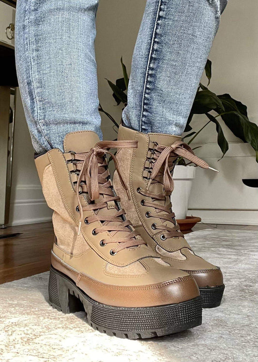 Desert Lace Up Boots In Beige | 2FruitBearers