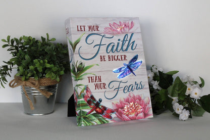 Faith Dragonflies 8x6 Lighted Tabletop Canvas | 2FruitBearers