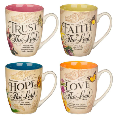 Faith Trust Hope and Love Floral Mug Set | 2FruitBearers