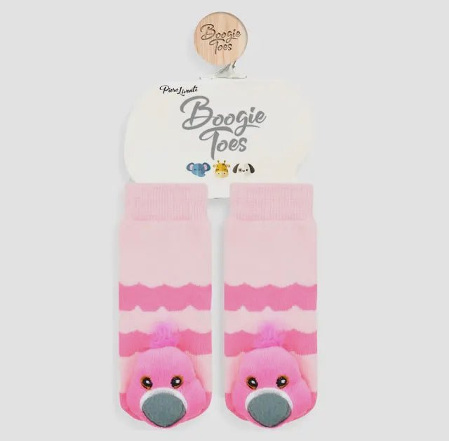Flamingoes Boogie Toes Rattle Socks | 2FruitBearers