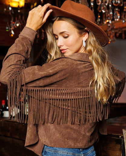 Fringed Faux Suede Jacket | 2FruitBearers