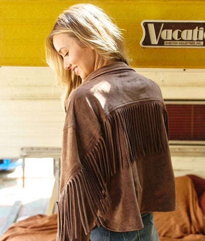 Fringed Faux Suede Jacket | 2FruitBearers