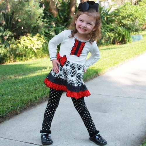 Girls Damask Tuxedo Herringbone Dress Set | 2FruitBearers