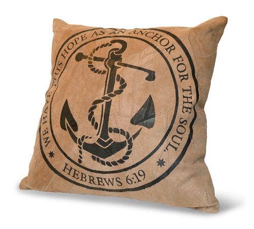 Hope Anchor Recycled Leather Pillow | 2FruitBearers