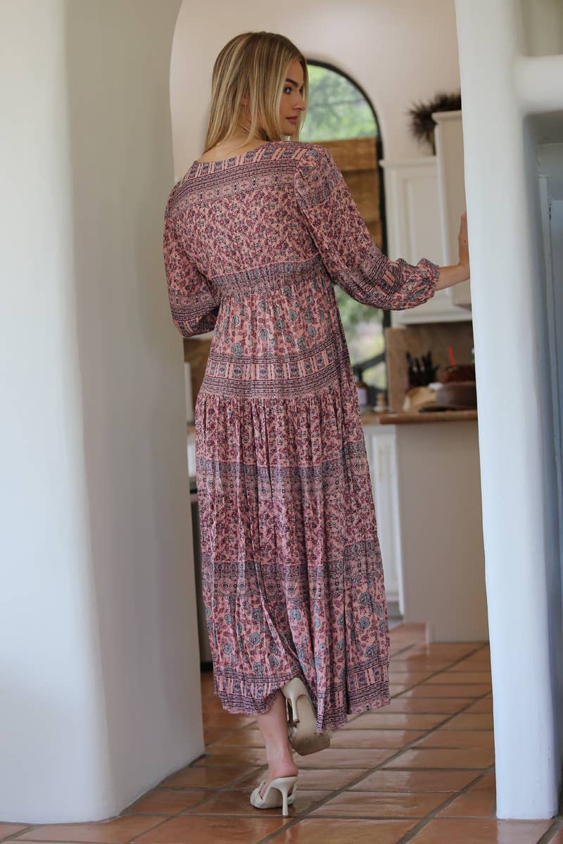 Kenya V-Neck Long Sleeve Maxi Dress | 2FruitBearers