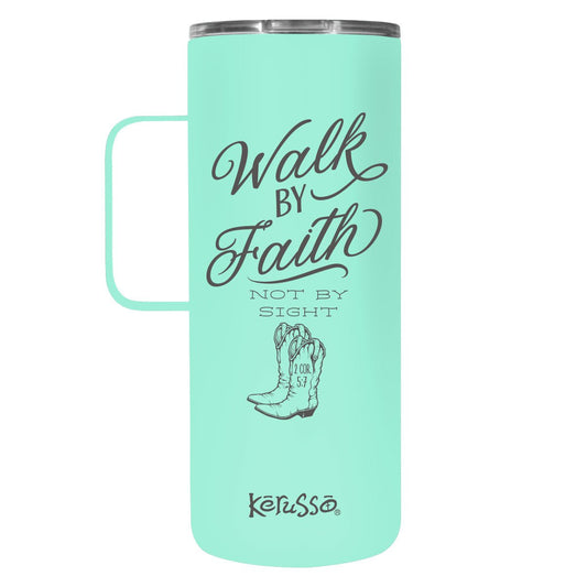 Kerusso 22 oz Stainless Steel Mug With Handle Walk By Faith | 2FruitBearers