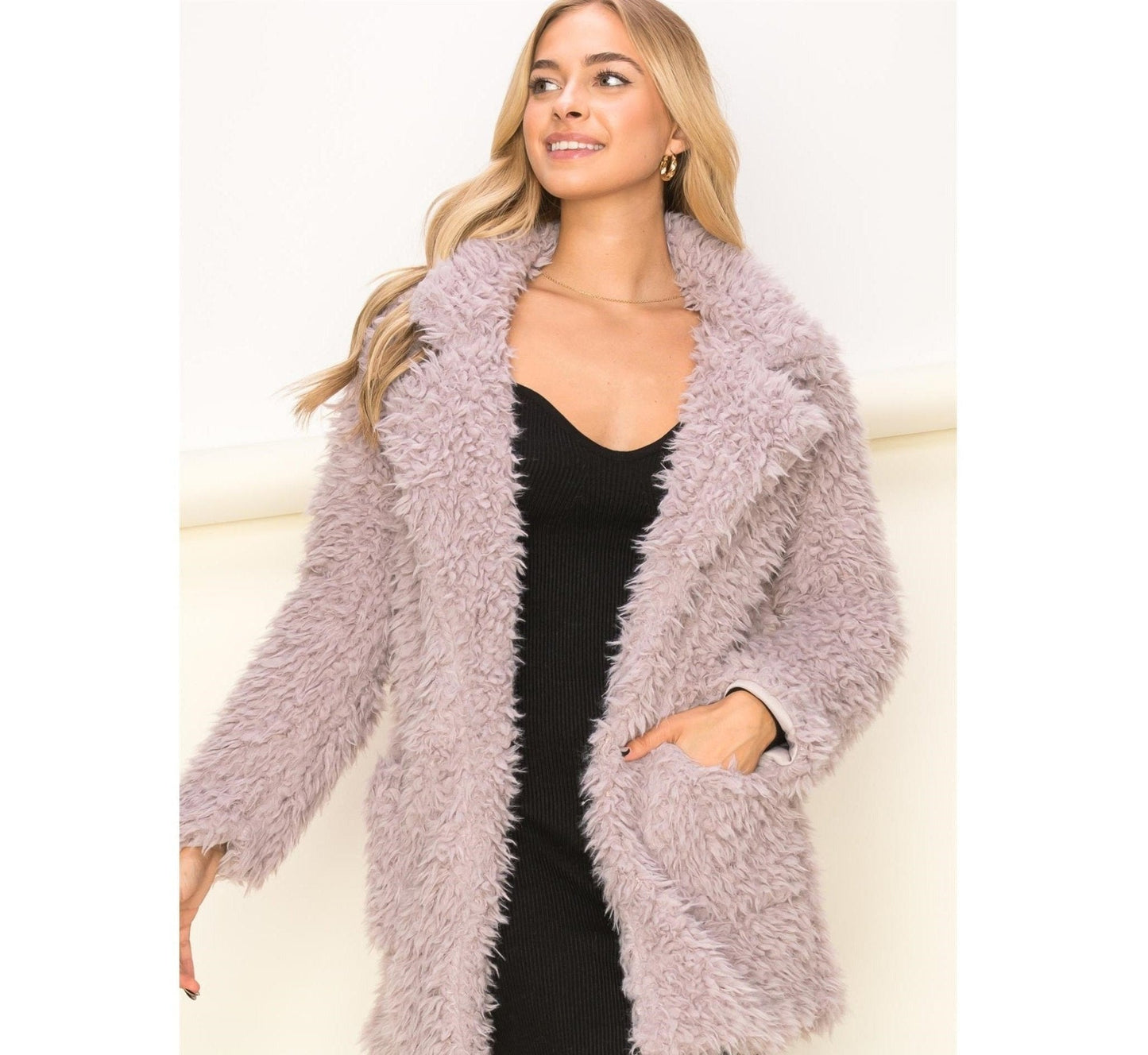 Mel Marie Lavender Oversized Long Sleeve Fur Coat | 2FruitBearers