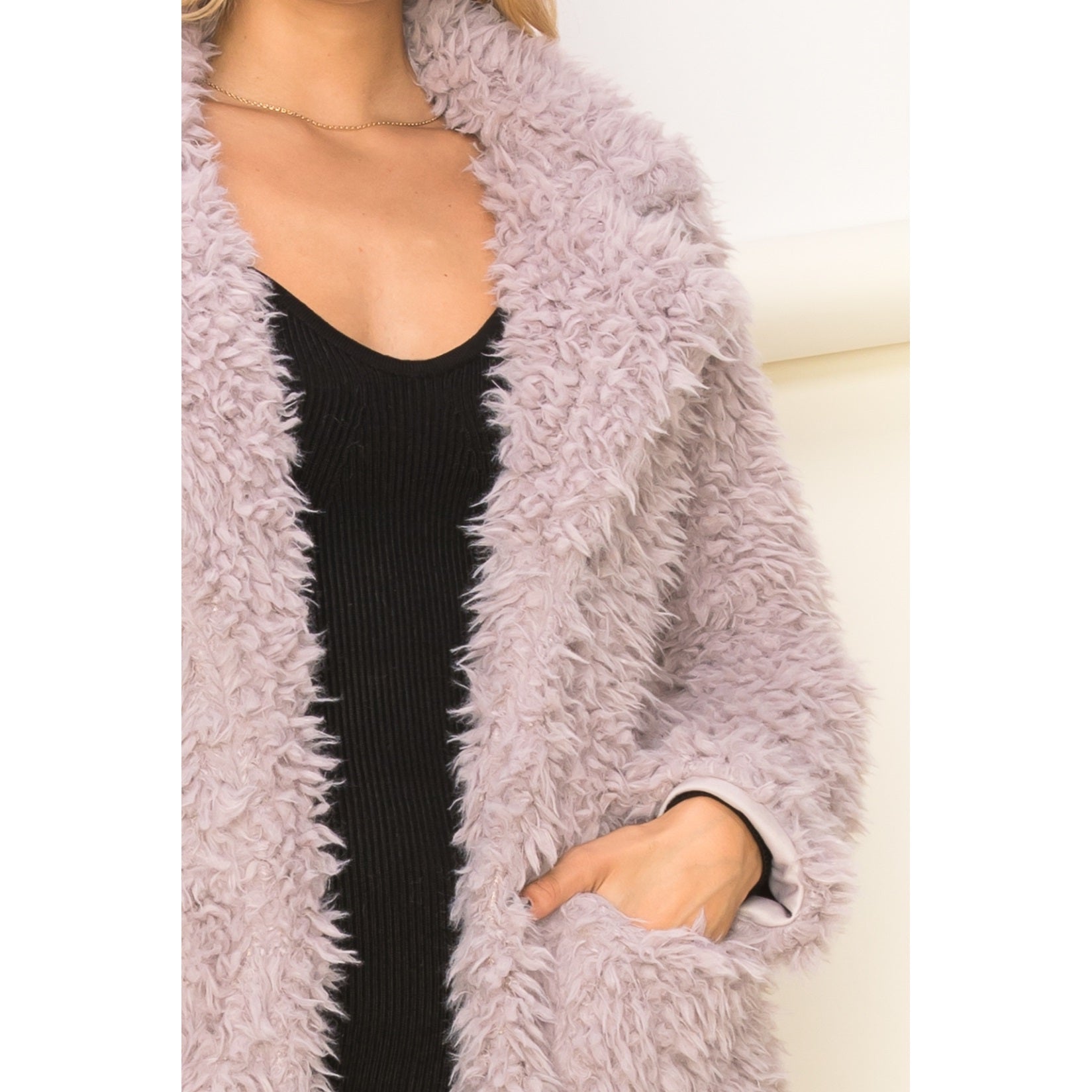 Mel Marie Lavender Oversized Long Sleeve Fur Coat | 2FruitBearers